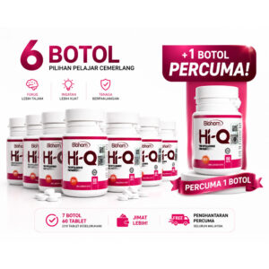 Pakej Fokus (6 Botol HIQ) + Free 1 Botol